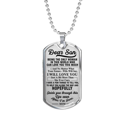 Son Dog Tag Custom Picture, Gift For Son Dog Tag Custom Picture Necklace Silver Necklace Being The Only Women Gifts For Son Rakva