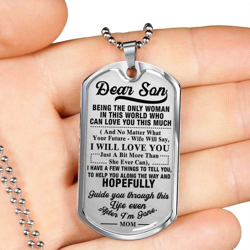 Son Dog Tag Custom Picture, Gift For Son Dog Tag Custom Picture Necklace Silver Necklace Being The Only Women Gifts For Son Rakva