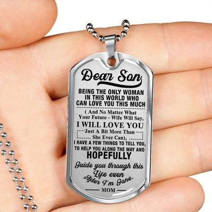 Son Dog Tag Custom Picture, Gift For Son Dog Tag Custom Picture Necklace Silver Necklace Being The Only Women Gifts For Son Rakva