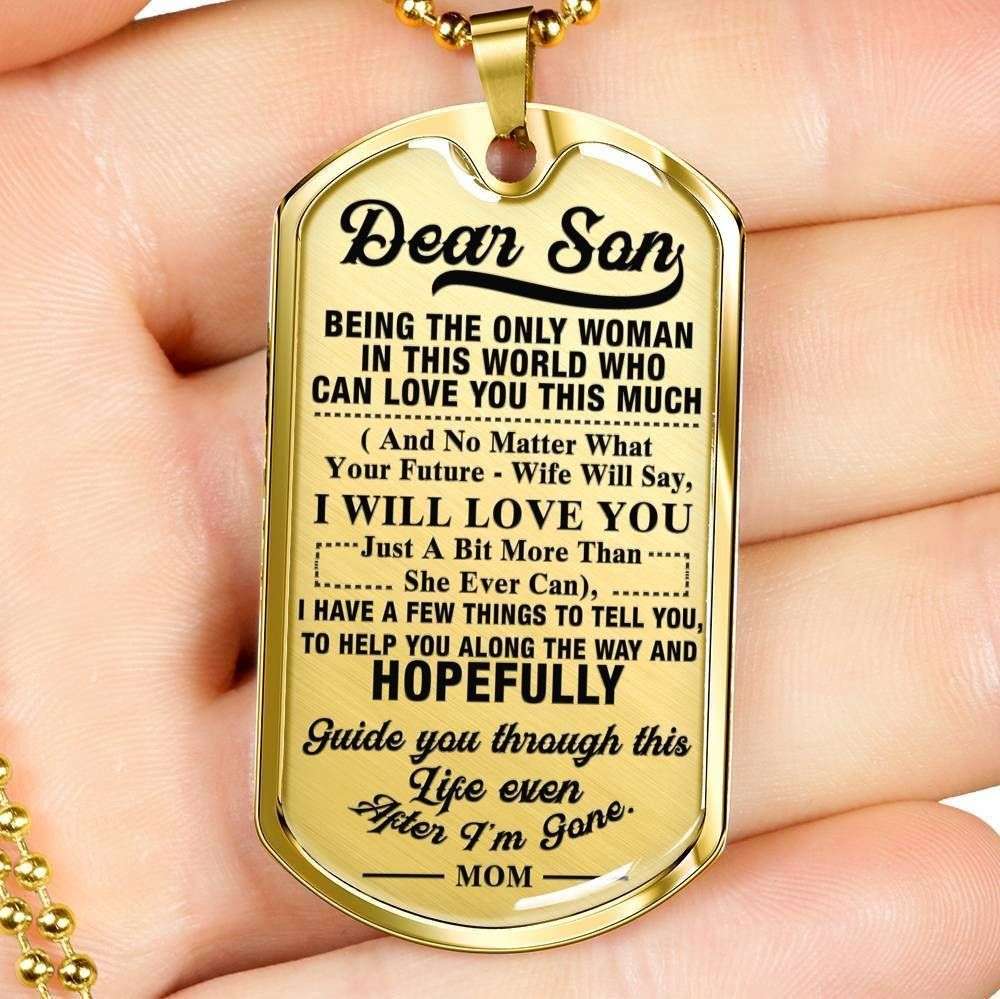 Son Dog Tag Custom Picture, Gift For Son Dog Tag Custom Picture Necklace Silver Necklace Being The Only Women Gifts For Son Rakva