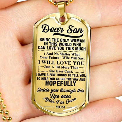 Son Dog Tag Custom Picture, Gift For Son Dog Tag Custom Picture Necklace Silver Necklace Being The Only Women Gifts For Son Rakva