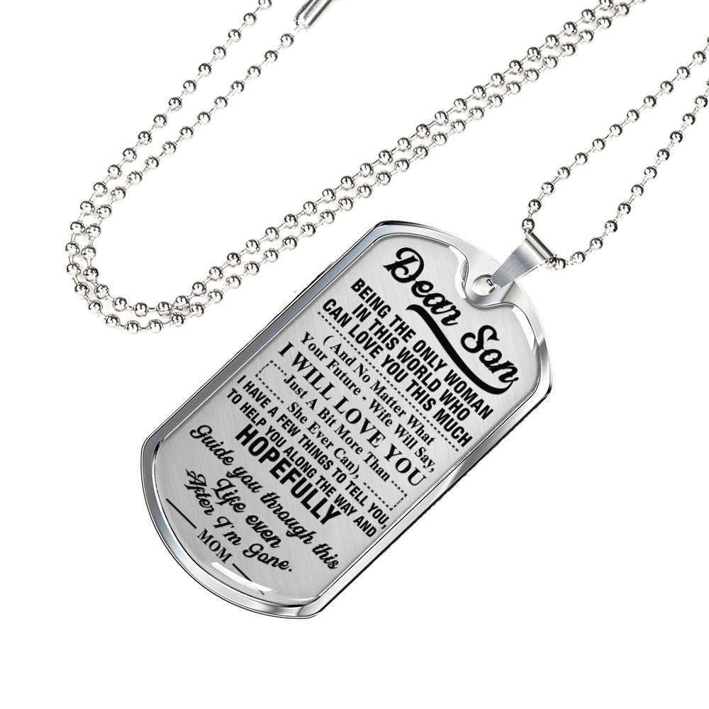 Son Dog Tag Custom Picture, Gift For Son Dog Tag Custom Picture Necklace Silver Necklace Being The Only Women Gifts For Son Rakva