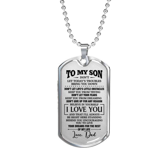 Son Dog Tag Custom Picture, Gift For Son Dog Tag Custom Picture Necklace Silver Necklace Don’T Give Up For Any Reason Gifts For Son Rakva
