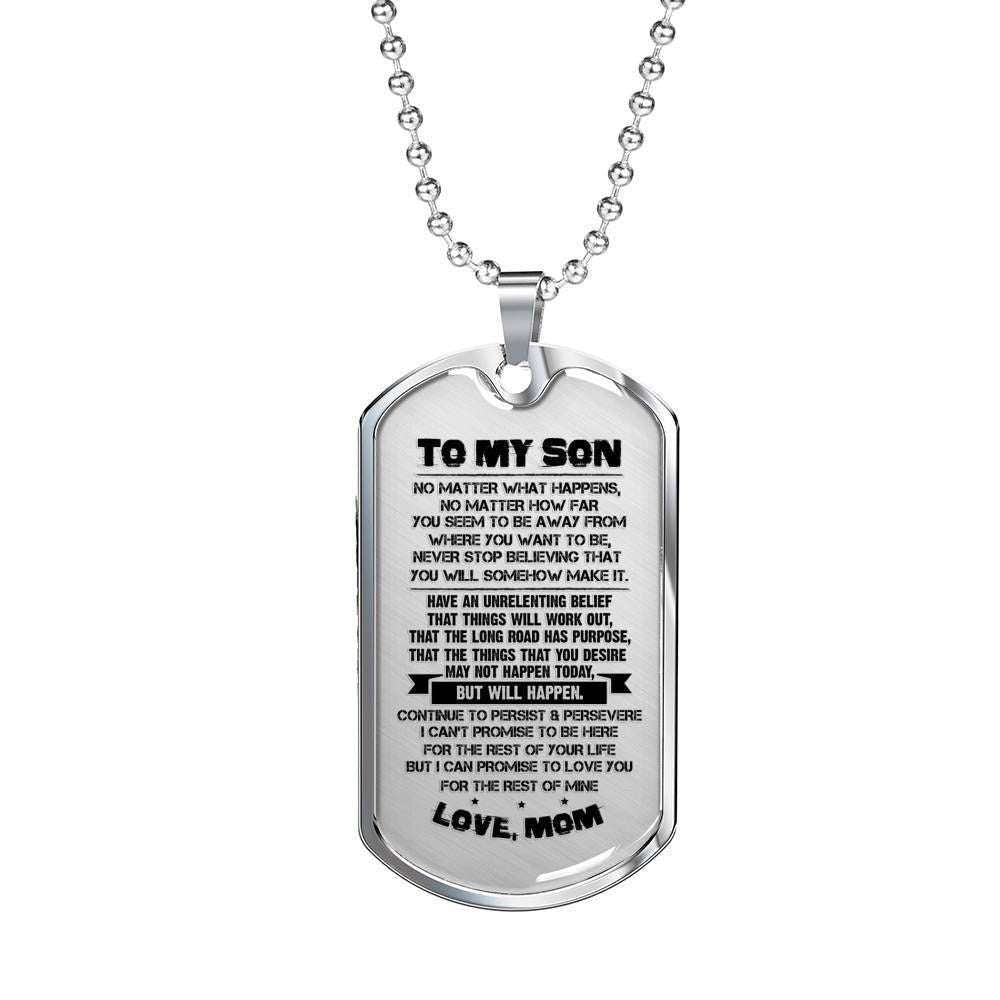 Son Dog Tag Custom Picture, Gift For Son Dog Tag Custom Picture Necklace Silver Necklace I Promise To Love You Gifts For Son Rakva