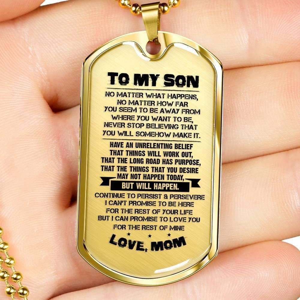 Son Dog Tag Custom Picture, Gift For Son Dog Tag Custom Picture Necklace Silver Necklace I Promise To Love You Gifts For Son Rakva