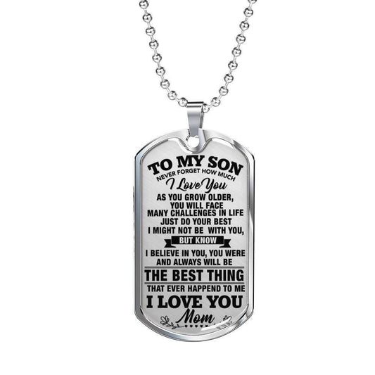 Son Dog Tag Custom Picture, Gift For Son Dog Tag Custom Picture Necklace Silver Necklace Never Forget How Much I Love You Gifts For Son Rakva