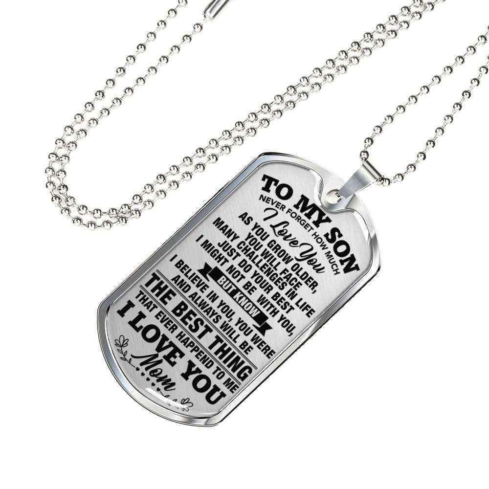 Son Dog Tag Custom Picture, Gift For Son Dog Tag Custom Picture Necklace Silver Necklace Never Forget How Much I Love You Gifts For Son Rakva