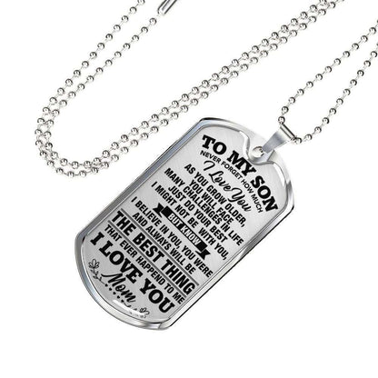 Son Dog Tag Custom Picture, Gift For Son Dog Tag Custom Picture Necklace Silver Necklace Never Forget How Much I Love You Gifts For Son Rakva