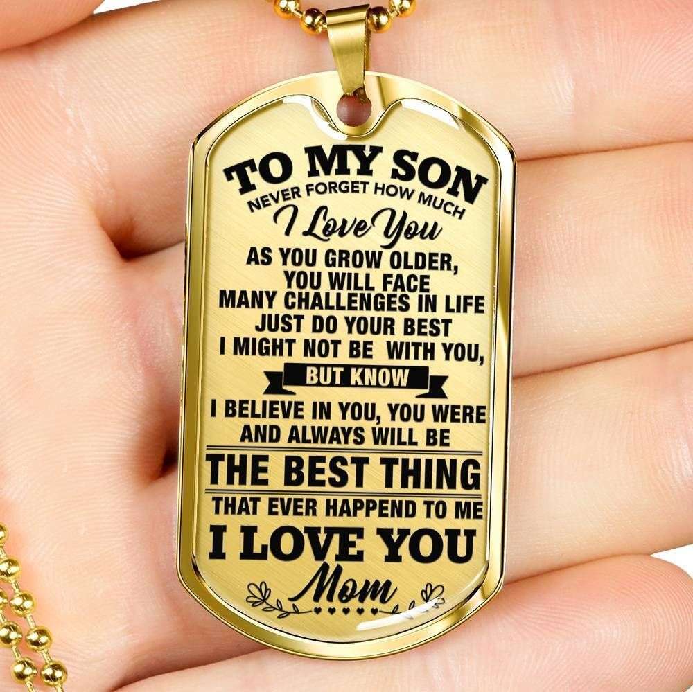 Son Dog Tag Custom Picture, Gift For Son Dog Tag Custom Picture Necklace Silver Necklace Never Forget How Much I Love You Gifts For Son Rakva