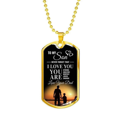 Son Dog Tag Custom Picture, Gift For Son Dog Tag Custom Picture Necklace Silver Necklace You Are Enough Gifts For Son Rakva