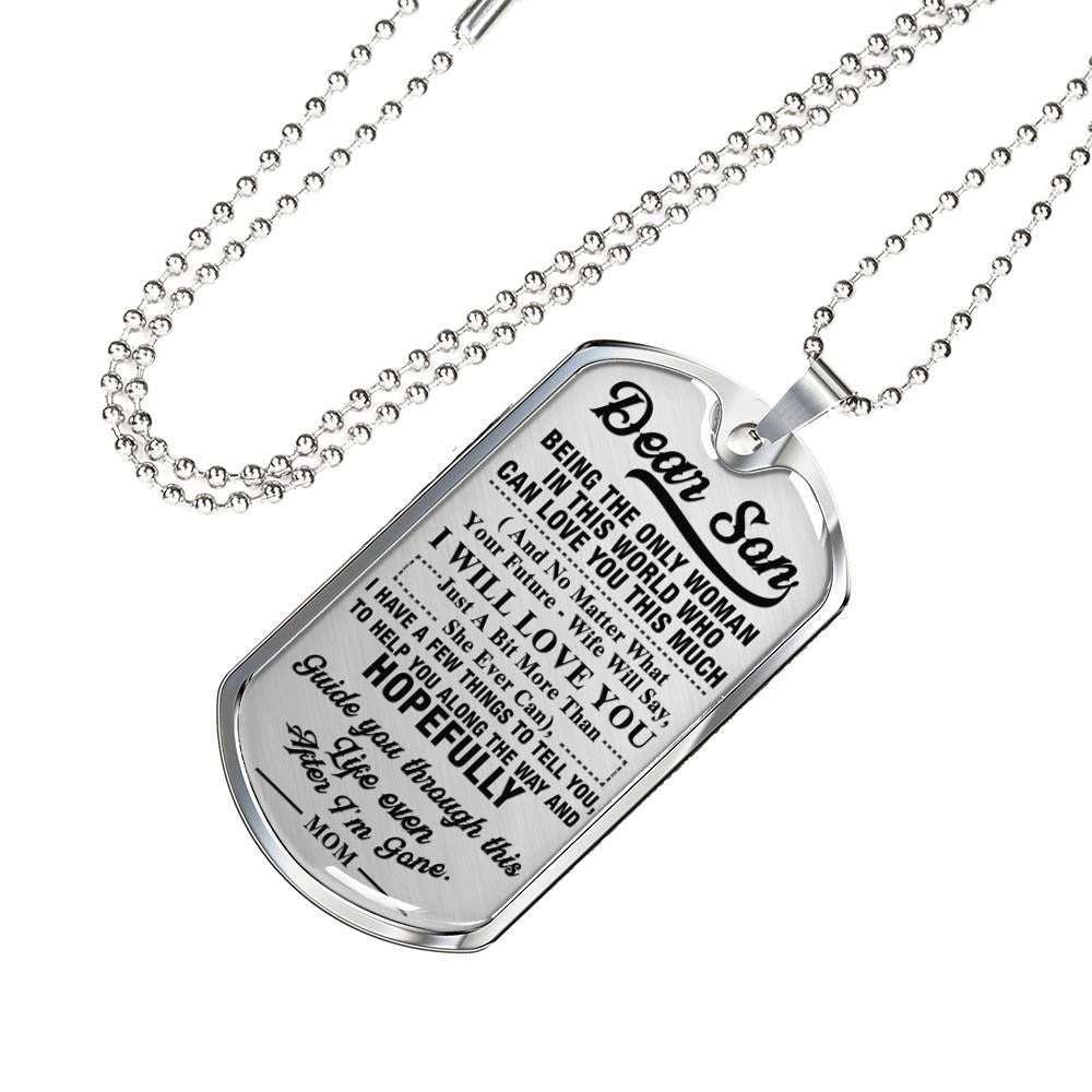Son Dog Tag, Custom Picture Gift For Son Dog Tag Military Chain Necklace Being The Only Women Dog Tag Gifts For Son Rakva