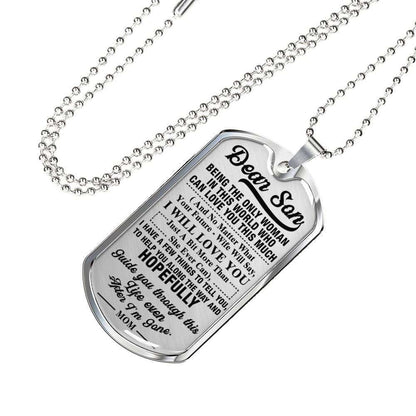 Son Dog Tag, Custom Picture Gift For Son Dog Tag Military Chain Necklace Being The Only Women Dog Tag Gifts For Son Rakva