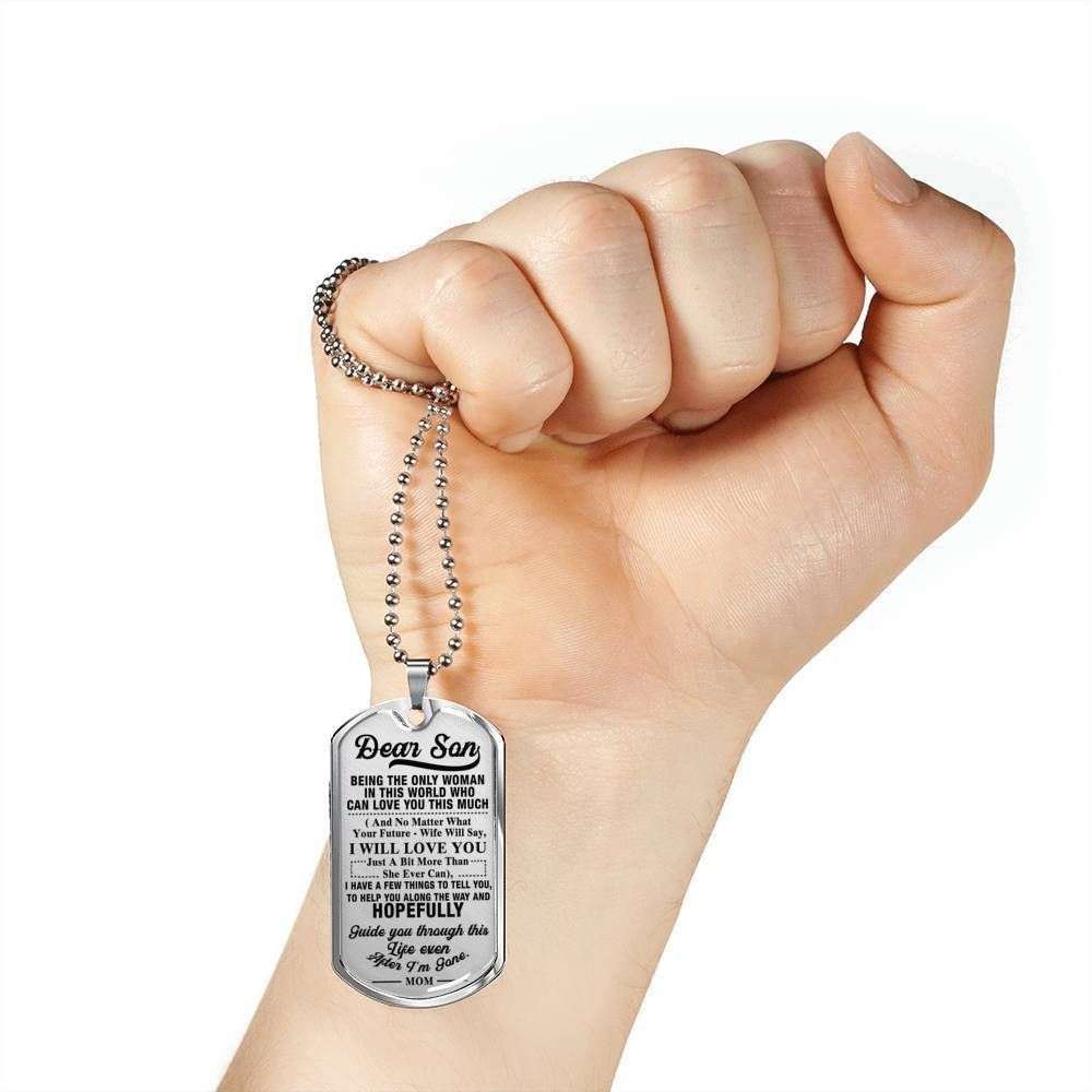 Son Dog Tag, Custom Picture Gift For Son Dog Tag Military Chain Necklace Being The Only Women Dog Tag Gifts For Son Rakva