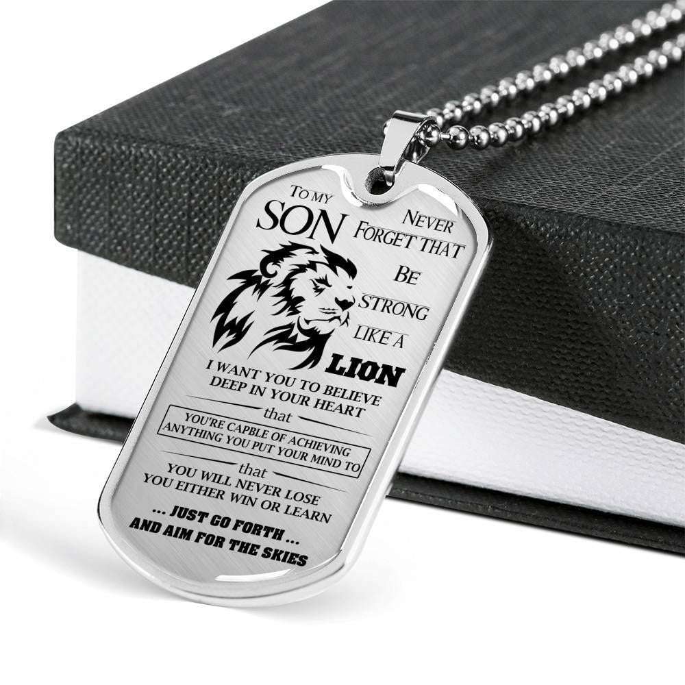 Son Dog Tag Custom Picture, Gift For Son “ Lion Dog Tag Necklace Gifts For Son Rakva