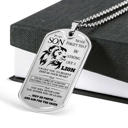 Son Dog Tag Custom Picture, Gift For Son “ Lion Dog Tag Necklace Gifts For Son Rakva