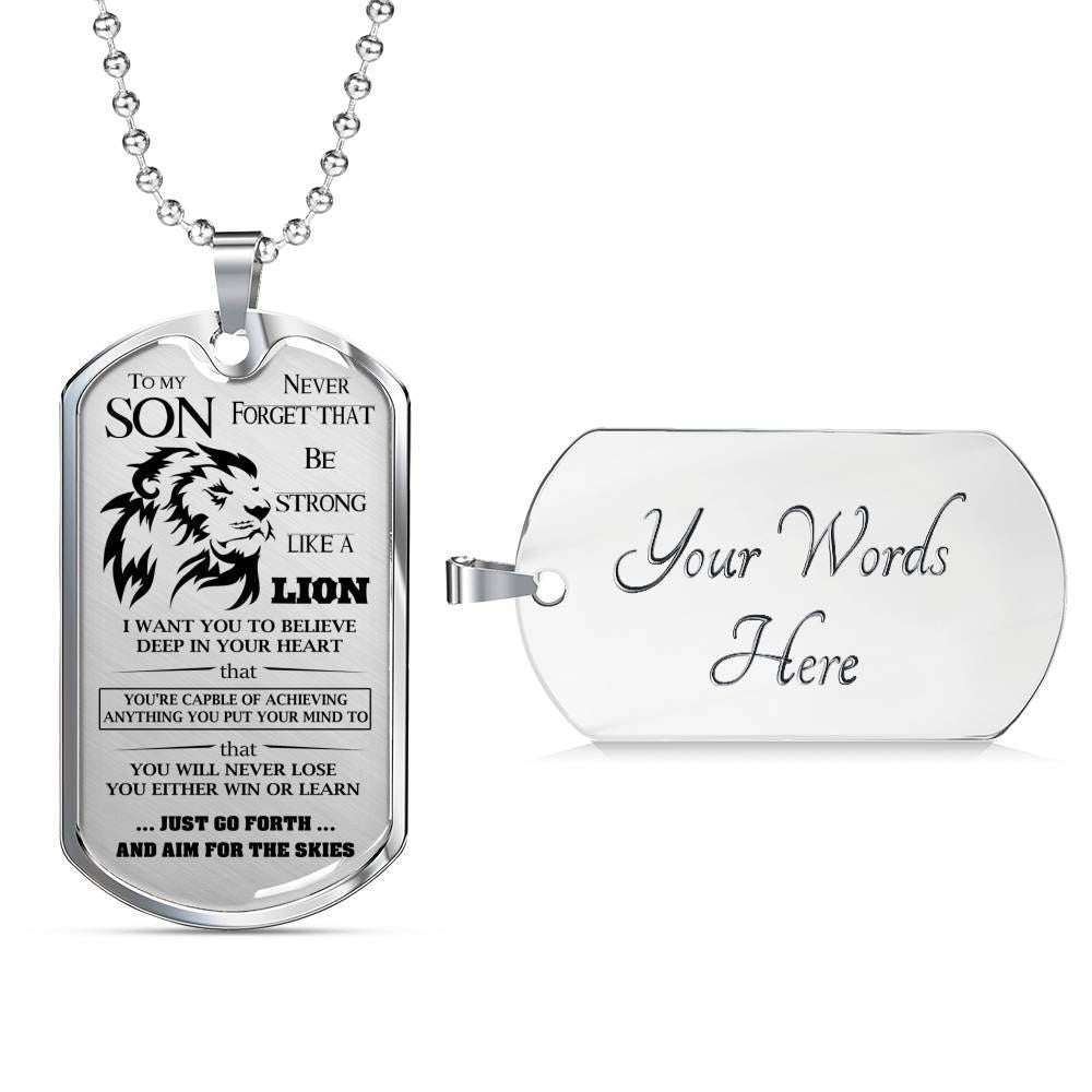 Son Dog Tag Custom Picture, Gift For Son “ Lion Dog Tag Necklace Gifts For Son Rakva