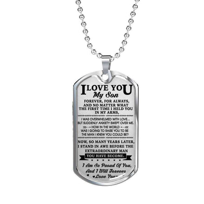Son Dog Tag Custom Picture, Gift For Son Stainless Dog Tag Necklace I’M So Proud Of You Gifts For Son Rakva