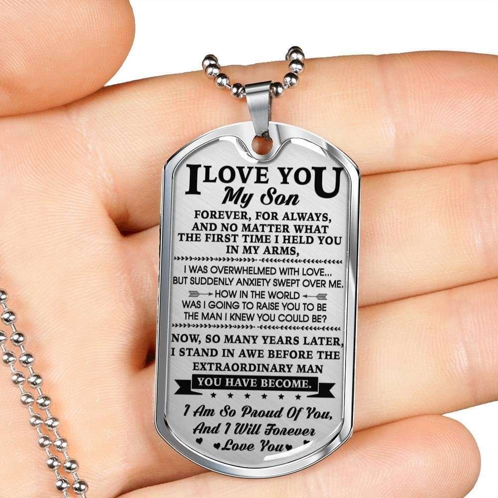 Son Dog Tag Custom Picture, Gift For Son Stainless Dog Tag Necklace I’M So Proud Of You Gifts For Son Rakva