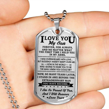 Son Dog Tag Custom Picture, Gift For Son Stainless Dog Tag Necklace I’M So Proud Of You Gifts For Son Rakva
