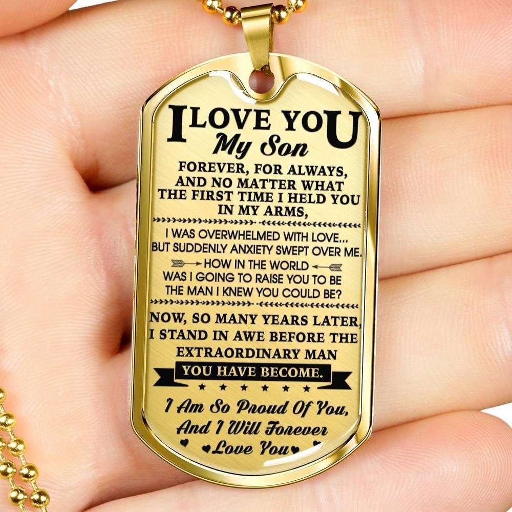 Son Dog Tag Custom Picture, Gift For Son Stainless Dog Tag Necklace I’M So Proud Of You Gifts For Son Rakva
