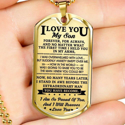 Son Dog Tag Custom Picture, Gift For Son Stainless Dog Tag Necklace I’M So Proud Of You Gifts For Son Rakva