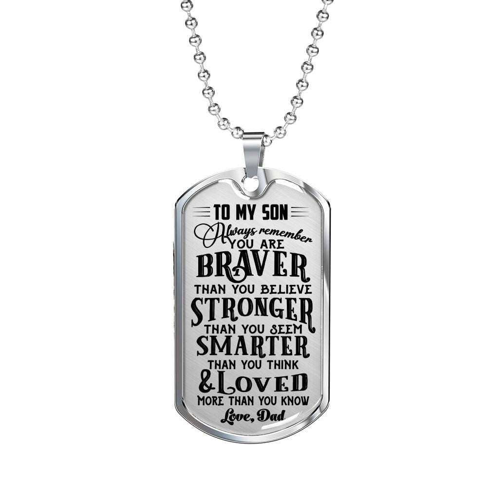 Son Dog Tag Custom Picture, Graduation Gift Dad To Son Loved More Than You Know Dog Tag Necklace Gifts For Son Rakva