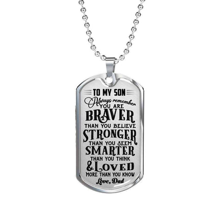 Son Dog Tag Custom Picture, Graduation Gift Dad To Son Loved More Than You Know Dog Tag Necklace Gifts For Son Rakva