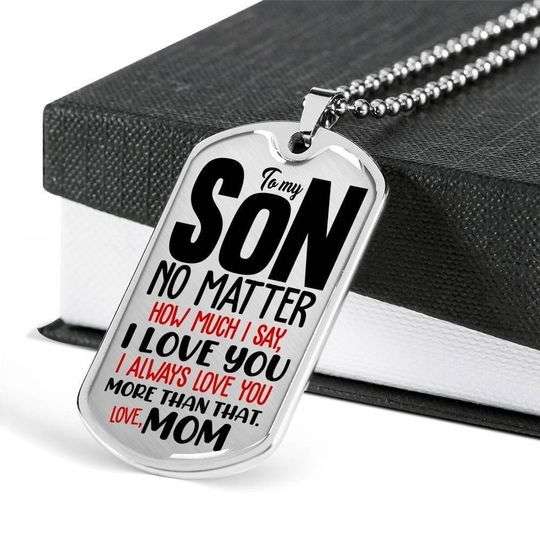 Son Dog Tag Custom Picture, I Always Love You Dog Tag Necklace For Son Gifts For Son Rakva