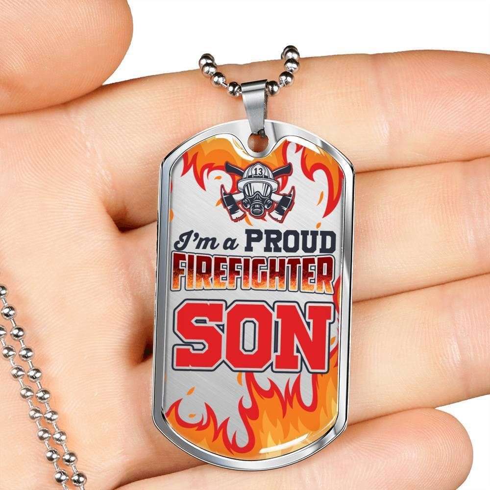 Son Dog Tag, Custom Picture I’M A Proud Firefighter Son Military Dog Tag Military Chain Necklace Dog Tag Rakva