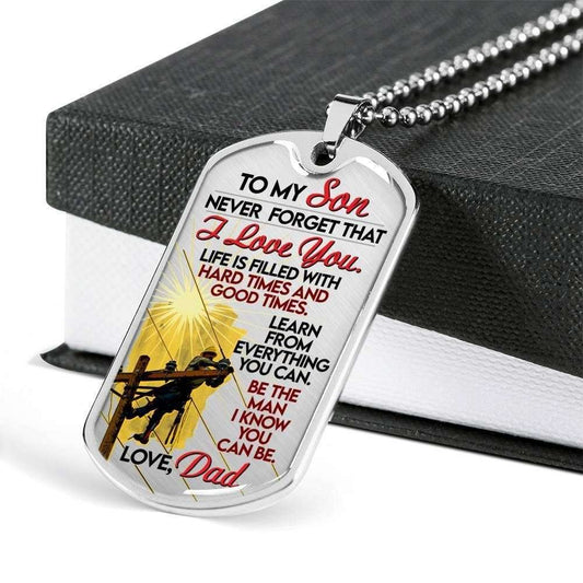 Son Dog Tag, Custom Picture Learn From Everything You Can Dog Tag Military Chain Necklace For Lineman’S Son Gifts For Son Rakva