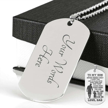 Son Dog Tag, Custom Picture Learn From Everything You Can Dog Tag Military Chain Necklace For Son V1 Gifts For Son Rakva
