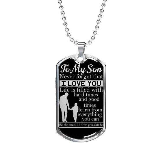 Son Dog Tag Custom Picture, Life Is Filled With Hard And Good Times Dog Tag Necklace For Son Gifts For Son Rakva