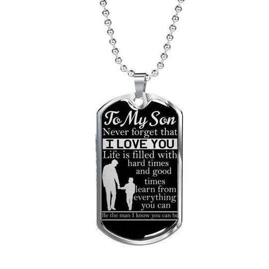 Son Dog Tag Custom Picture, Life Is Filled With Hard And Good Times Dog Tag Necklace For Son Gifts For Son Rakva