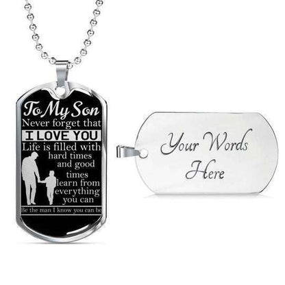 Son Dog Tag Custom Picture, Life Is Filled With Hard And Good Times Dog Tag Necklace For Son Gifts For Son Rakva