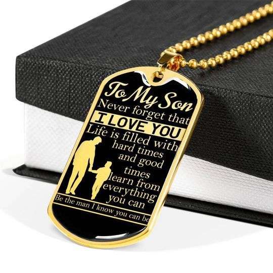 Son Dog Tag Custom Picture, Life Is Filled With Hard And Good Times Dog Tag Necklace For Son Gifts For Son Rakva