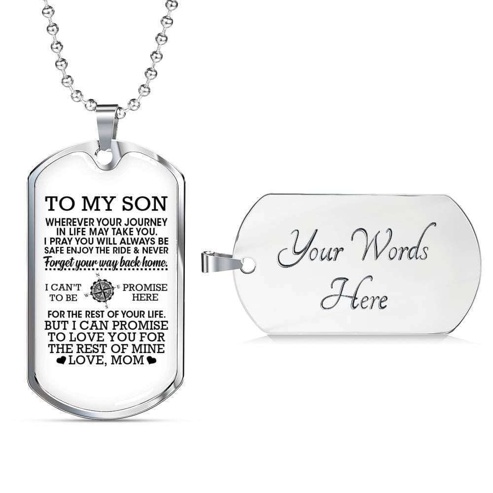 Son Dog Tag, Custom Picture Love You For The Rest Of Mine Dog Tag Military Chain Necklace Gift For Son Gifts For Son Rakva