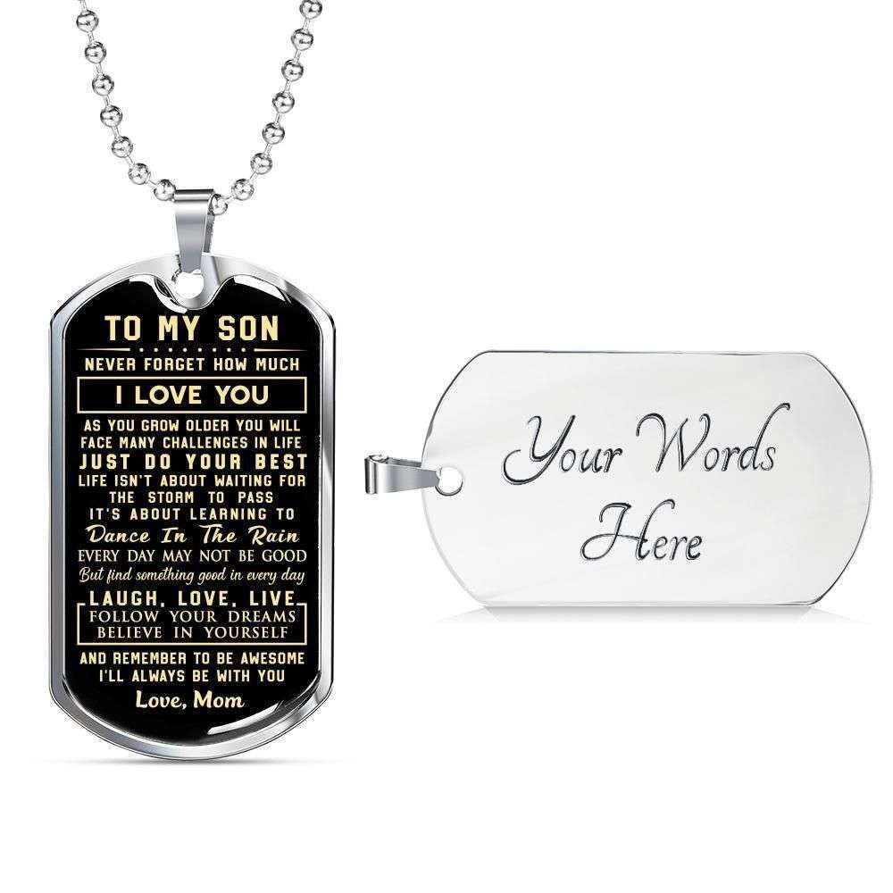 Son Dog Tag, Custom Picture Meaningful Gift From Mom To Son I Love You Dog Tag Military Chain Necklace Gifts For Son Rakva