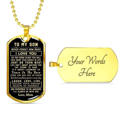 Son Dog Tag, Custom Picture Meaningful Gift From Mom To Son I Love You Dog Tag Military Chain Necklace Gifts For Son Rakva