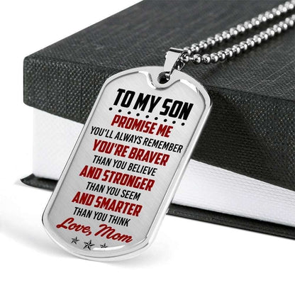 Son Dog Tag, Custom Picture Mom Gift For Son You’Re Smarter Than You Think Dog Tag Military Chain Necklace Gifts For Son Rakva