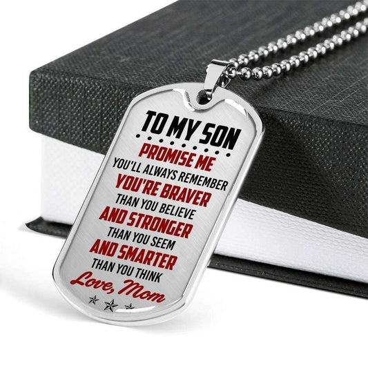 Son Dog Tag, Custom Picture Mom Gift For Son You’Re Smarter Than You Think Dog Tag Military Chain Necklace Gifts For Son Rakva