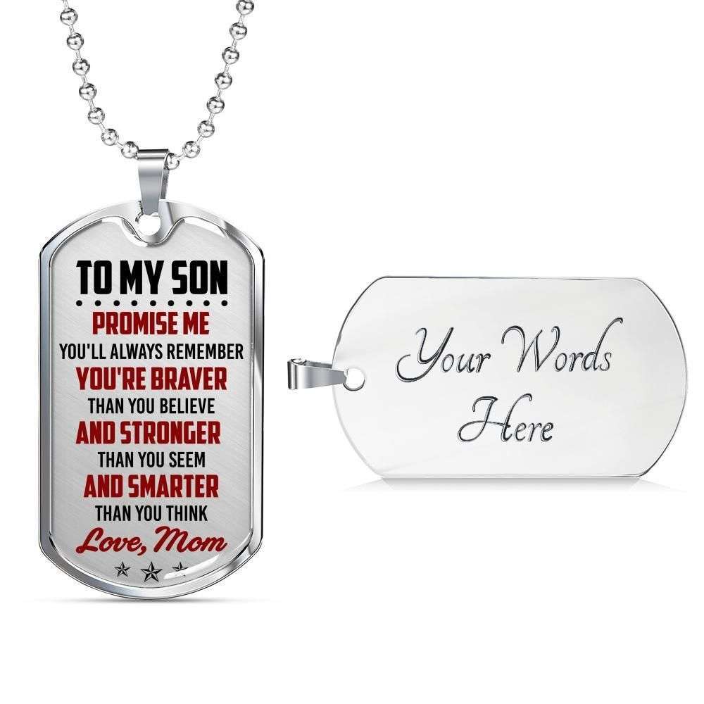 Son Dog Tag, Custom Picture Mom Gift For Son You’Re Smarter Than You Think Dog Tag Military Chain Necklace Gifts For Son Rakva