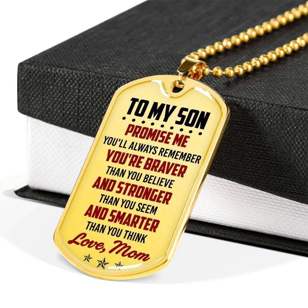 Son Dog Tag, Custom Picture Mom Gift For Son You’Re Smarter Than You Think Dog Tag Military Chain Necklace Gifts For Son Rakva