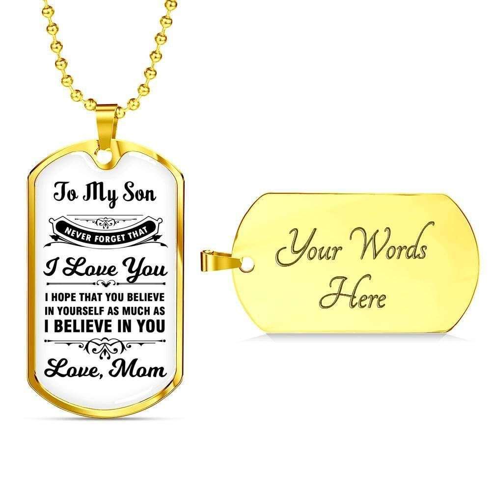 Son Dog Tag, Custom Picture Mom Giving Son I Believe In You Dog Tag Military Chain Necklace Gifts For Son Rakva