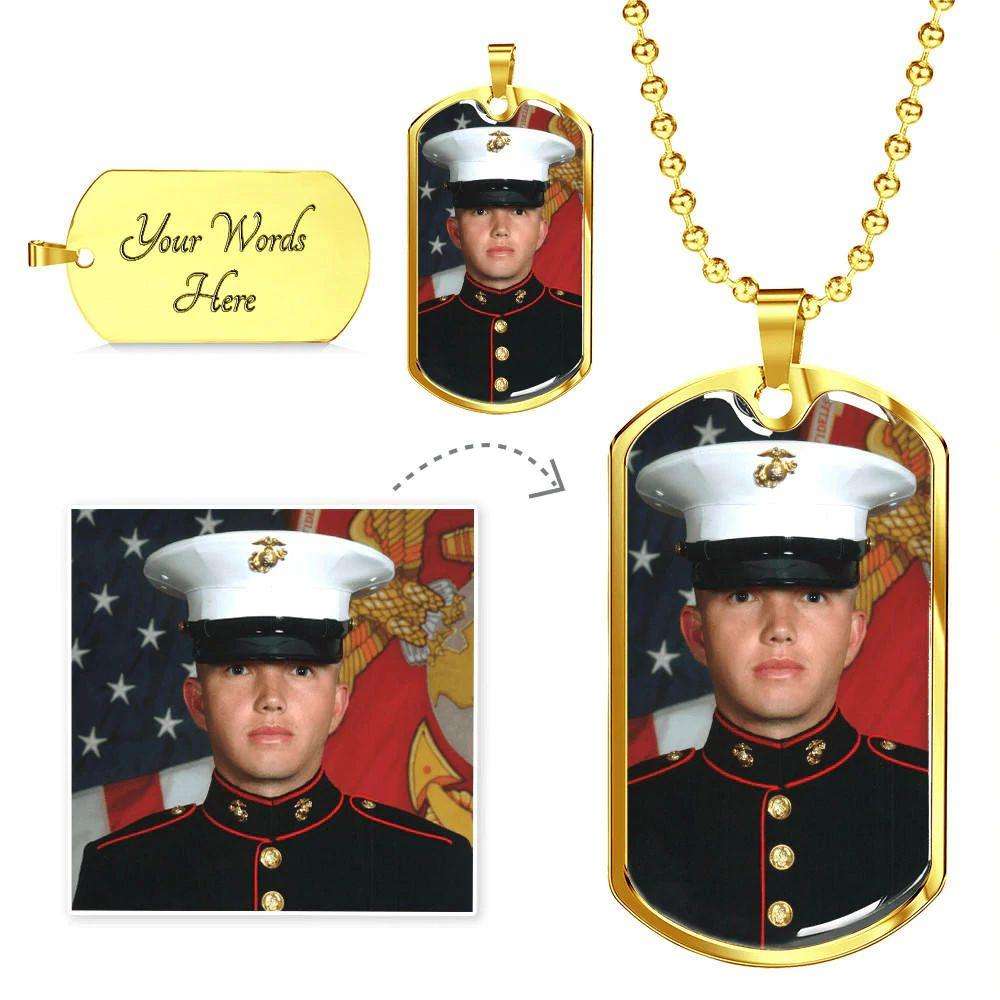 Son Dog Tag Custom Picture, Mom Giving Son I Love You Dog Tag Military Chain Necklace Gifts For Son Rakva