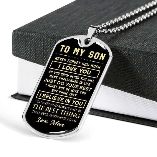 Son Dog Tag Custom Picture, Mom Giving Son You’Re The Best Thing Dog Tag Military Chain Necklace Gifts For Son Rakva