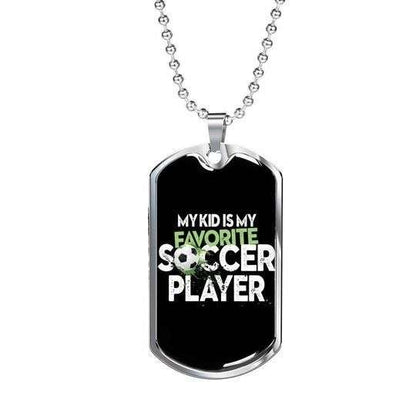 Son Dog Tag Custom Picture, My Kid Is My Favorite Soccer Player Dog Tag Necklace For Son Gifts For Son Rakva