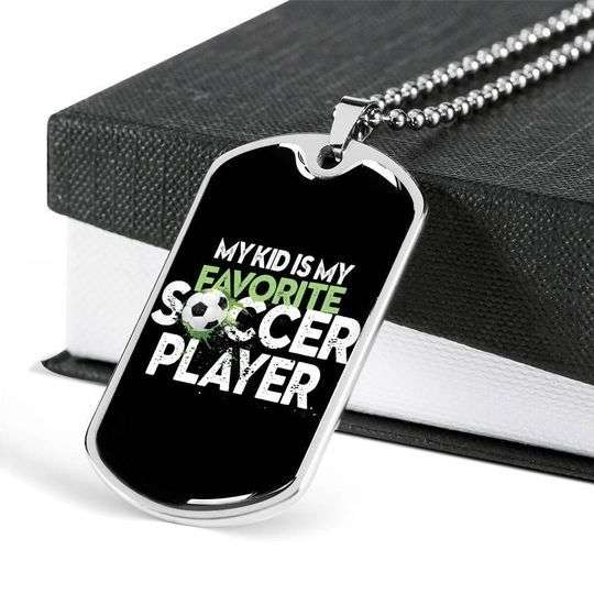 Son Dog Tag Custom Picture, My Kid Is My Favorite Soccer Player Dog Tag Necklace For Son Gifts For Son Rakva