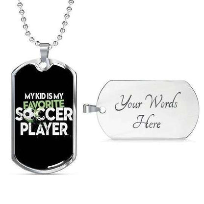 Son Dog Tag Custom Picture, My Kid Is My Favorite Soccer Player Dog Tag Necklace For Son Gifts For Son Rakva