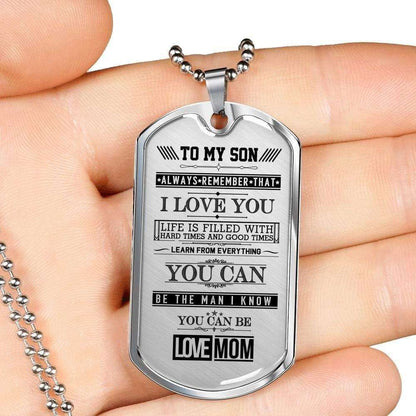 Son Dog Tag, Custom Picture My Son Dog Tag Military Chain Necklace Engraved Dog Tag Rakva