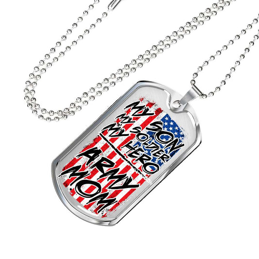 Son Dog Tag Custom Picture, My Son My Soldier My Hero 18K Gold Dog Tag Military Chain Necklace Gift Gifts For Son Rakva